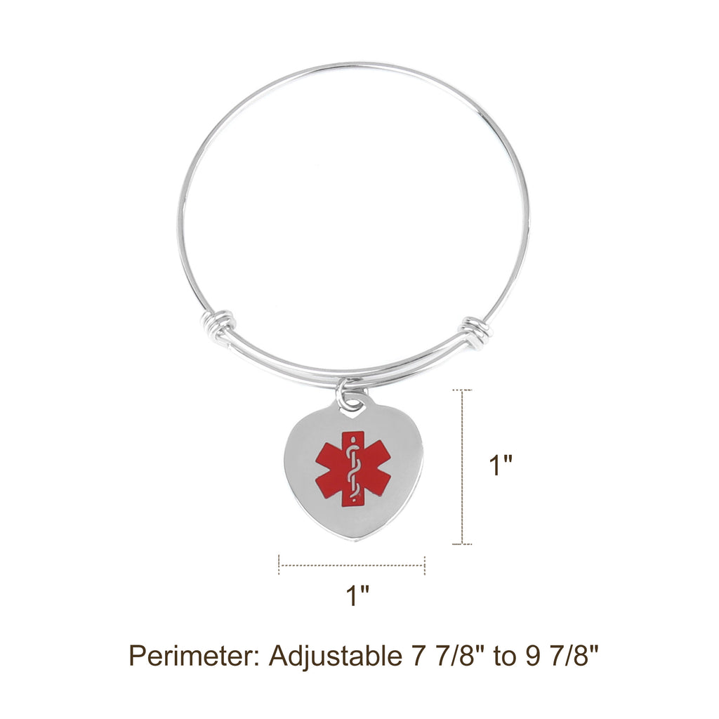 Heart Medical ID Alert Adjustable Bracelet