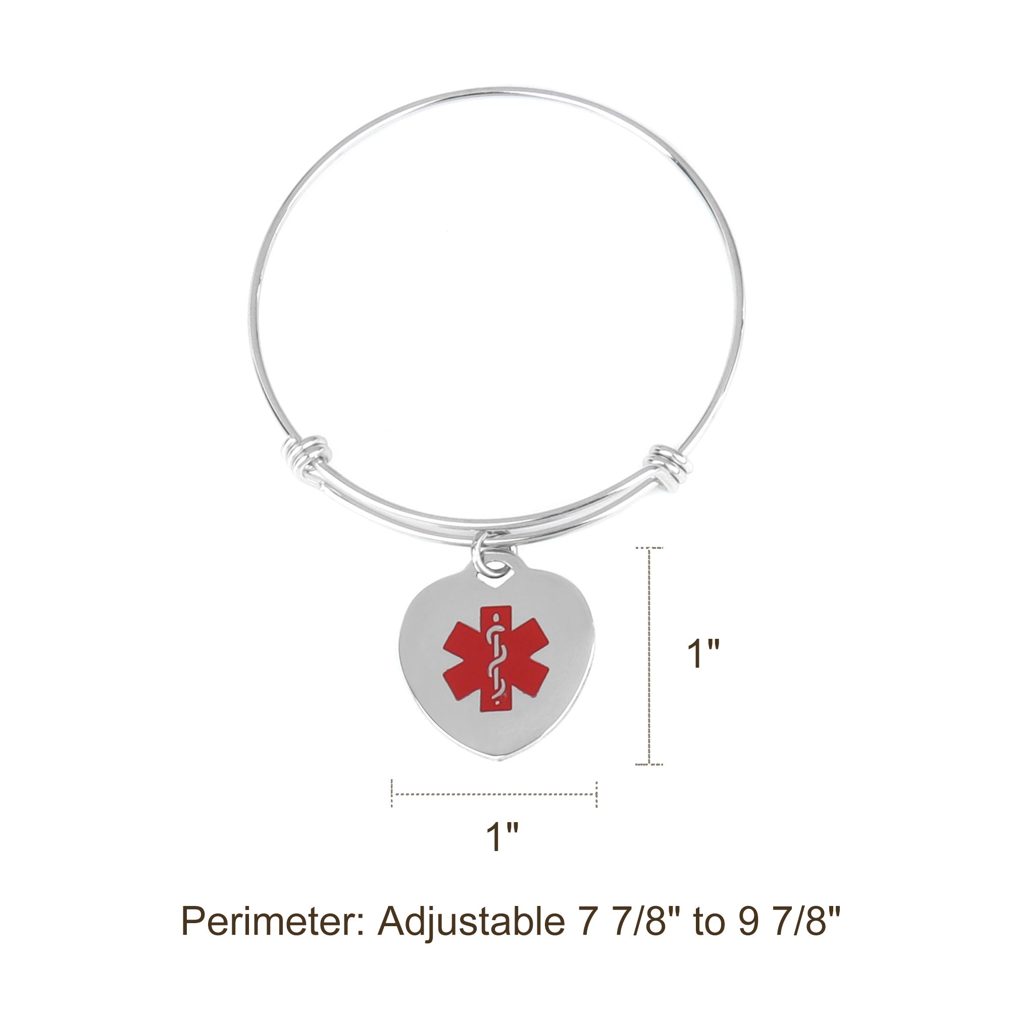 Heart Medical ID Alert Adjustable Bracelet