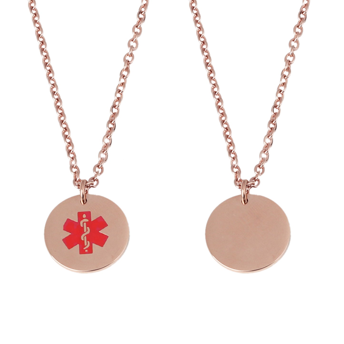 Round Medical ID Alert Necklace with Medical Card