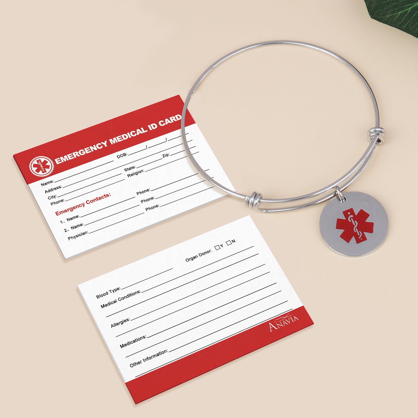 Medical Emergency Bracelet with Medical Card, Custom Medical ID Alert Bracelet