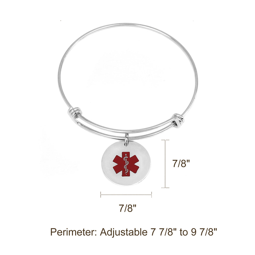 Round Medical Alert ID Adjustable Bracelet