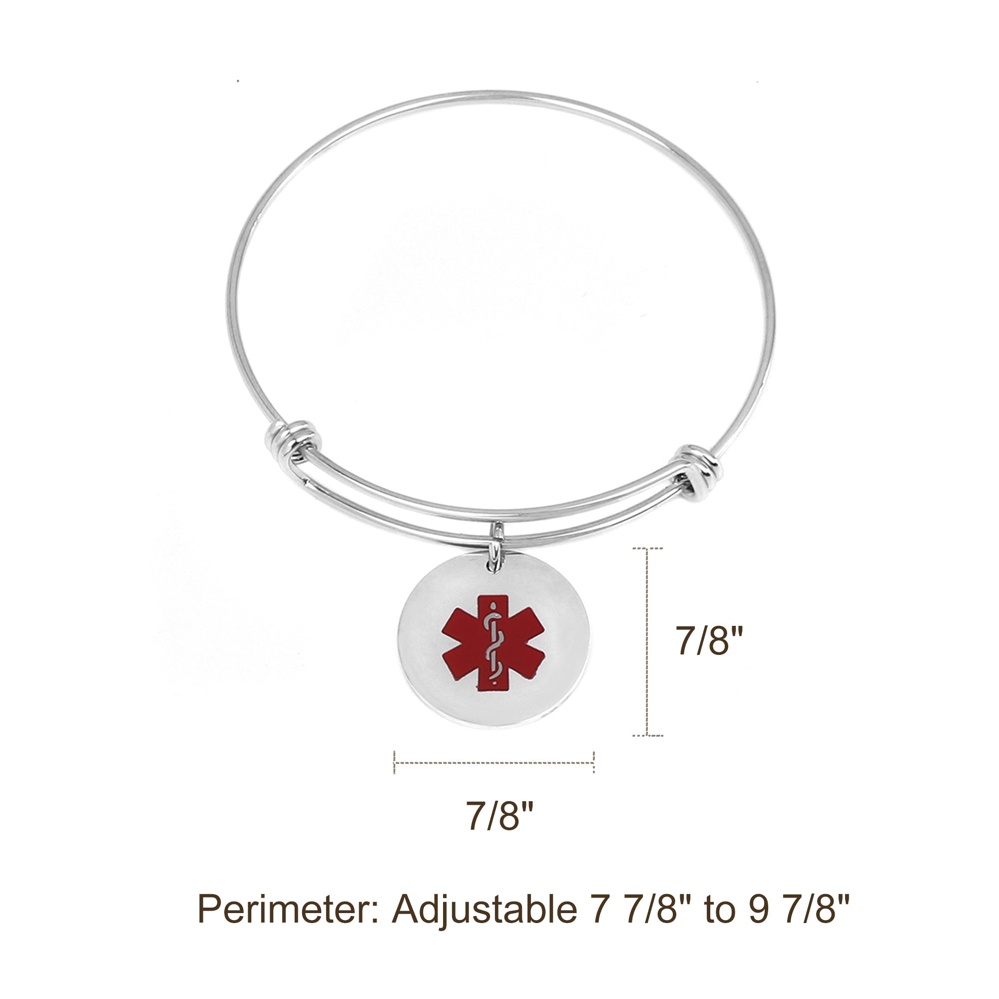 Round Medical Alert ID Adjustable Bracelet