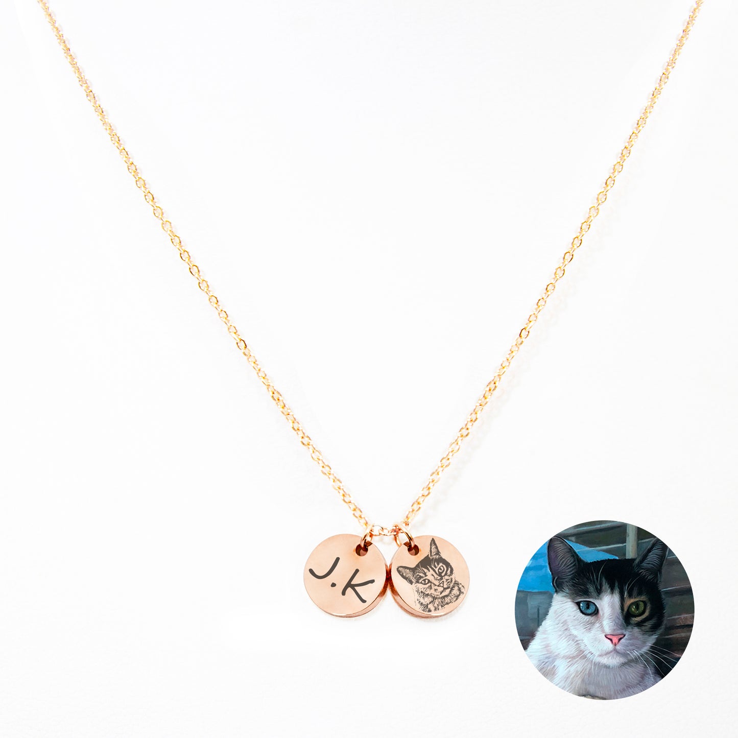 Pet Portrait Round Disc Charm Necklaces