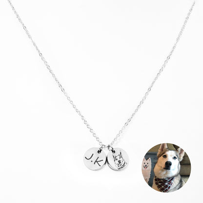 Pet Portrait Round Disc Charm Necklaces