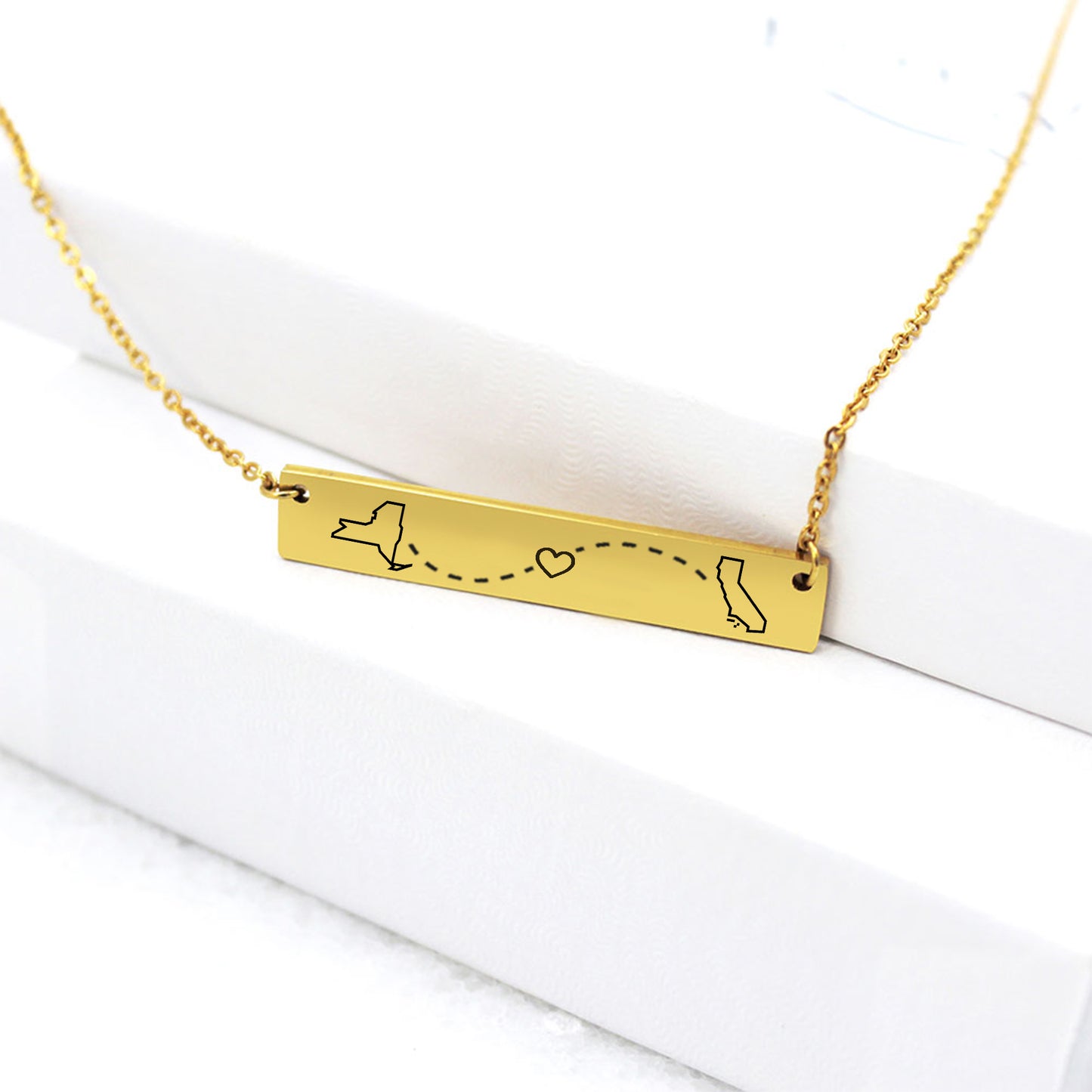 Personalized Long Distance State Necklace for Best Friend Gifts, Relationship Gifts for Soul Sister