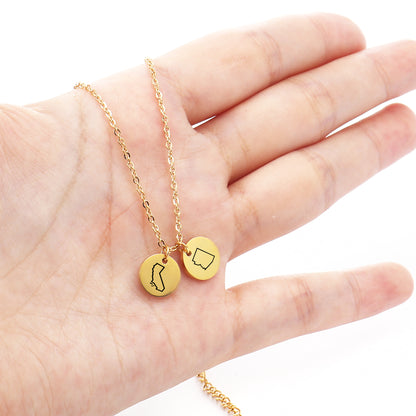 Long Distance Initial State Mini Charm Necklace