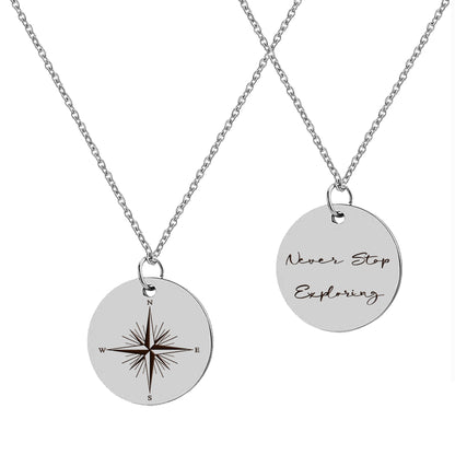 "Never Stop Exploring" Compass Necklace