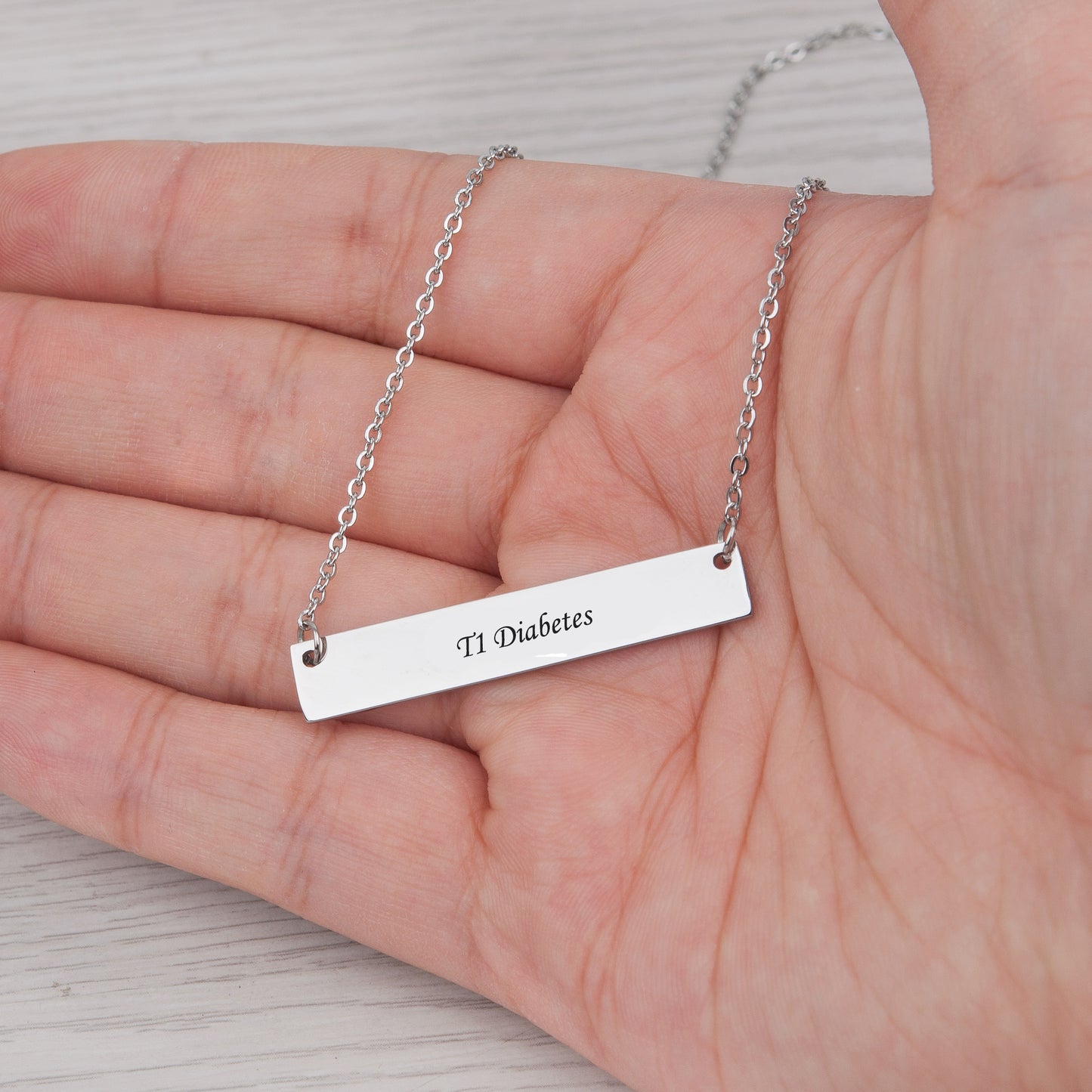 Personalized Medical Alert Bar Necklace, Custom Allergy Diabetes Emergency Alert Necklace