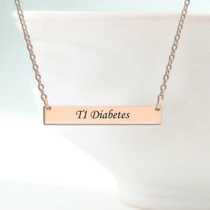 Personalized Medical Alert Bar Necklace, Custom Allergy Diabetes Emergency Alert Necklace