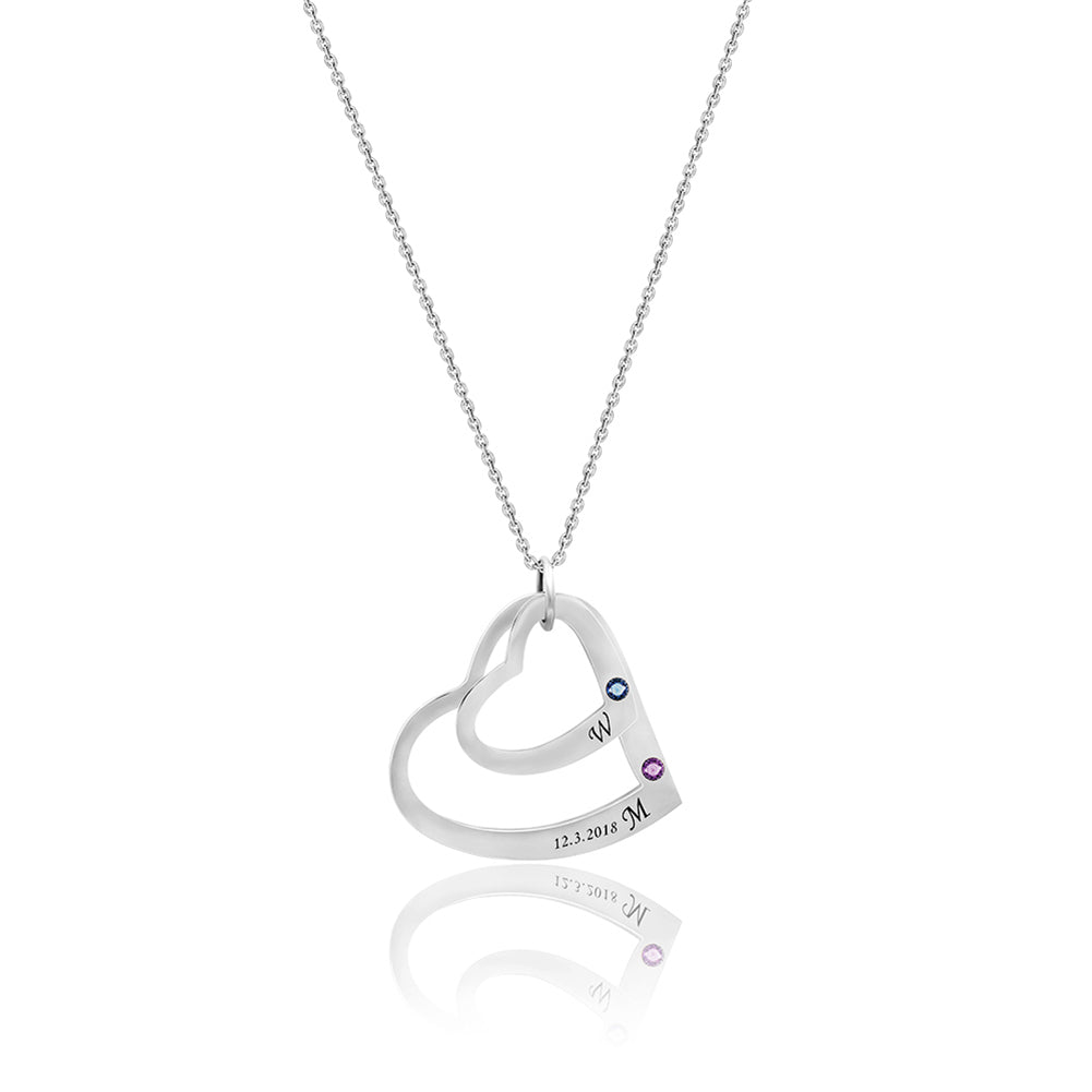 2 Heart Birthstone Necklace