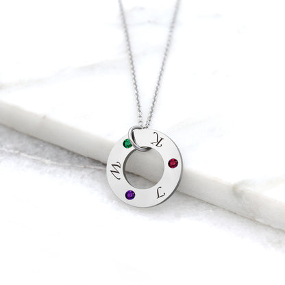 Birthstone Washer Initial Necklace