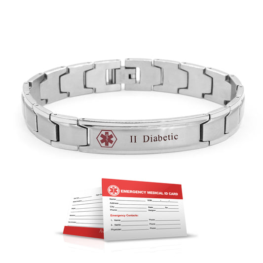 Personalized Medical ID Alert Emergency Bracelet, Custom Diabetes Allergy Alert Bracelet