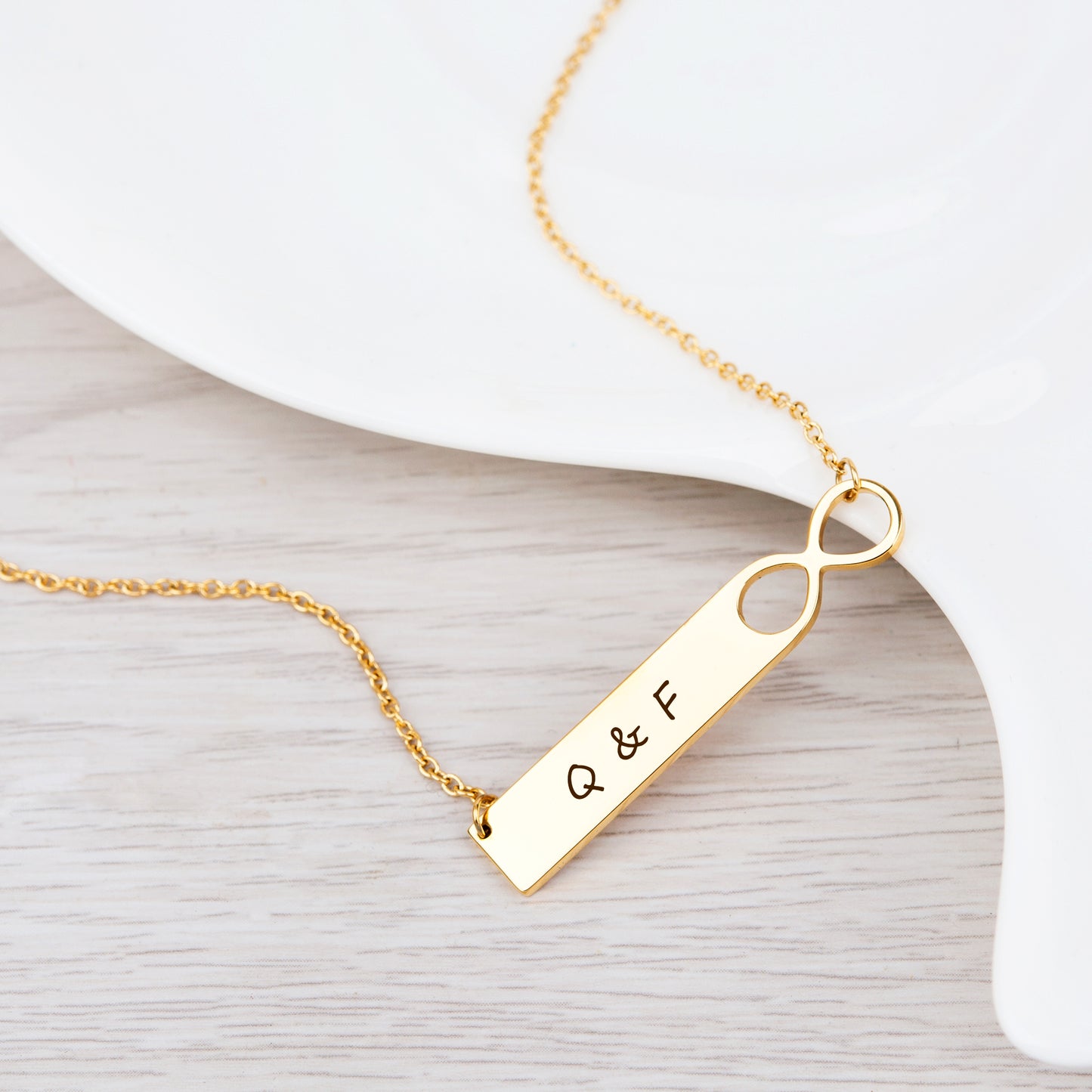 Personalized Couple's Infinity Love Bar Necklace, Anniversary Gift for Lover, Birthday Gift for Wife