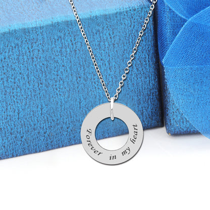 Personalized Washer Necklace,Engraving Washer Word Necklace Circle Affirmation Jewelry