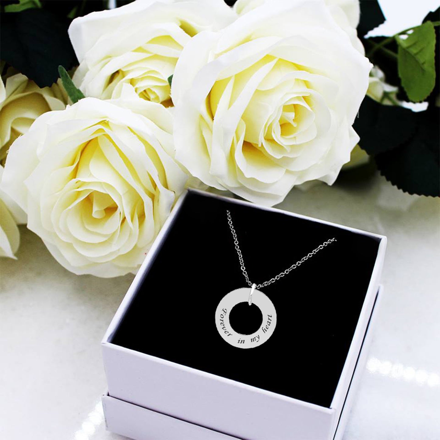 Personalized Washer Necklace,Engraving Washer Word Necklace Circle Affirmation Jewelry