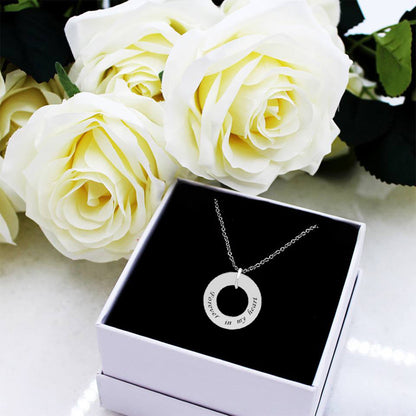 Personalized Washer Necklace,Engraving Washer Word Necklace Circle Affirmation Jewelry