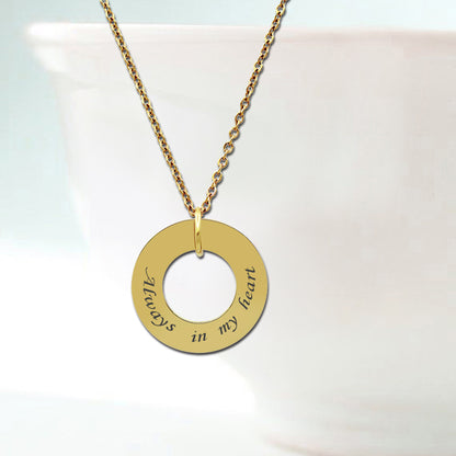 Personalized Washer Necklace,Engraving Washer Word Necklace Circle Affirmation Jewelry