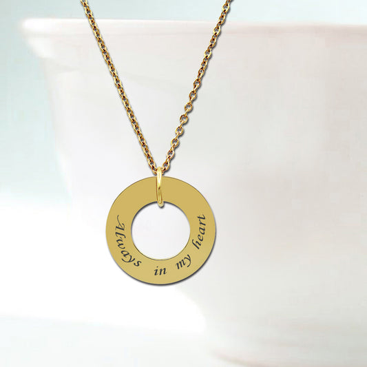 Personalized Washer Necklace,Engraving Washer Word Necklace Circle Affirmation Jewelry