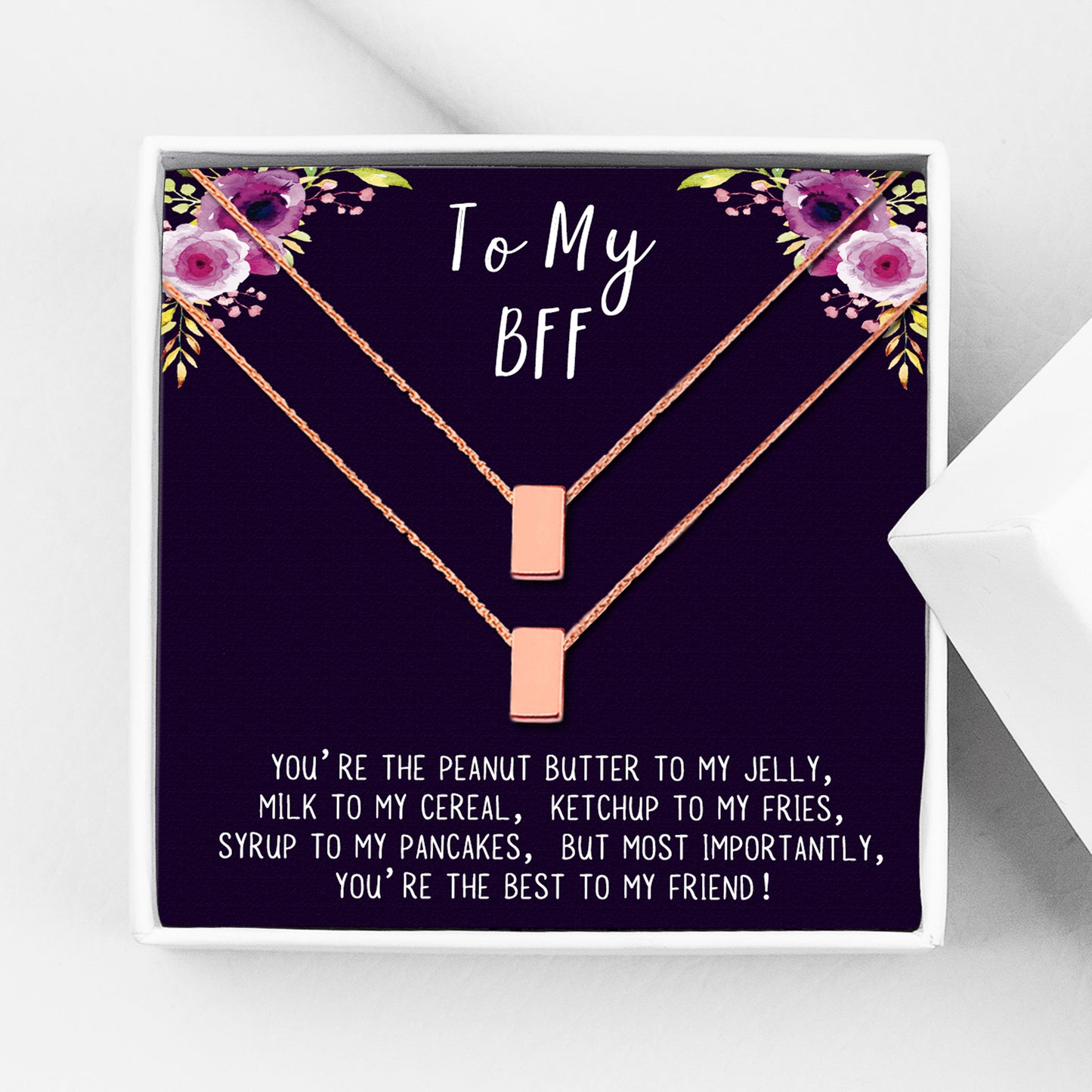 "To My BFF" Card and Matching Cube Necklace