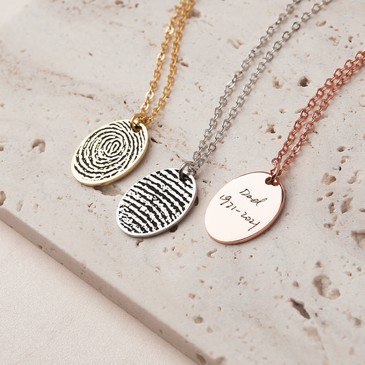 Actual Fingerprint Oval Necklace