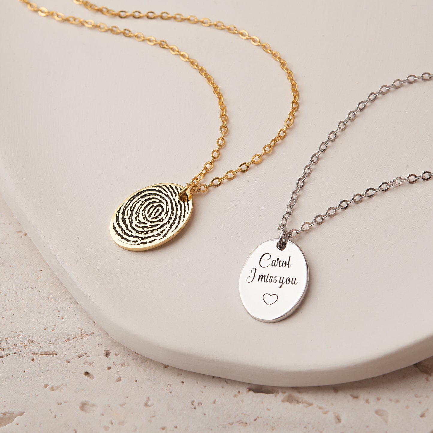 Actual Fingerprint Oval Necklace