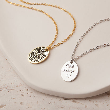 Actual Fingerprint Oval Necklace