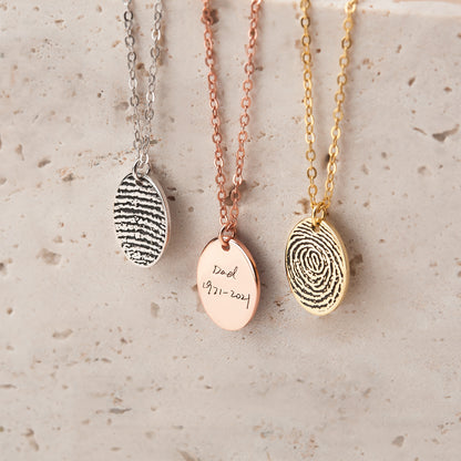 Actual Fingerprint Oval Necklace