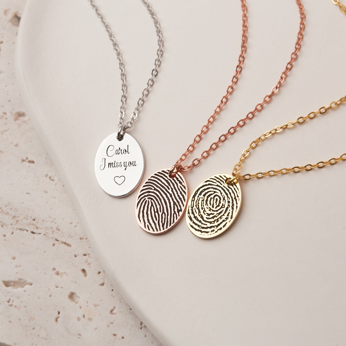 Actual Fingerprint Oval Necklace