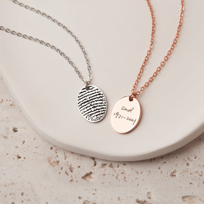 Actual Fingerprint Oval Necklace