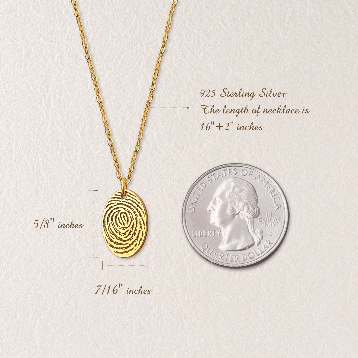 Actual Fingerprint Oval Necklace