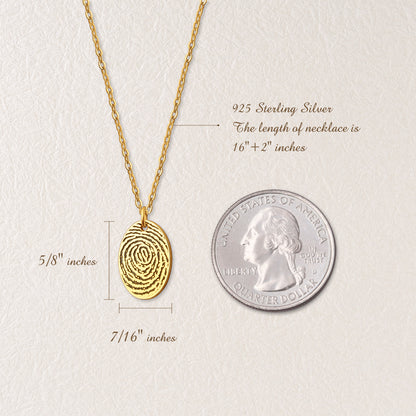 Actual Fingerprint Oval Necklace