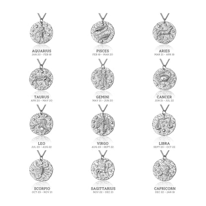 Sterling Silver Zodiac Constellation Coin Necklace