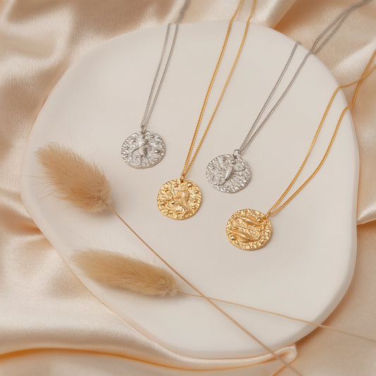 Sterling Silver Zodiac Constellation Coin Necklace