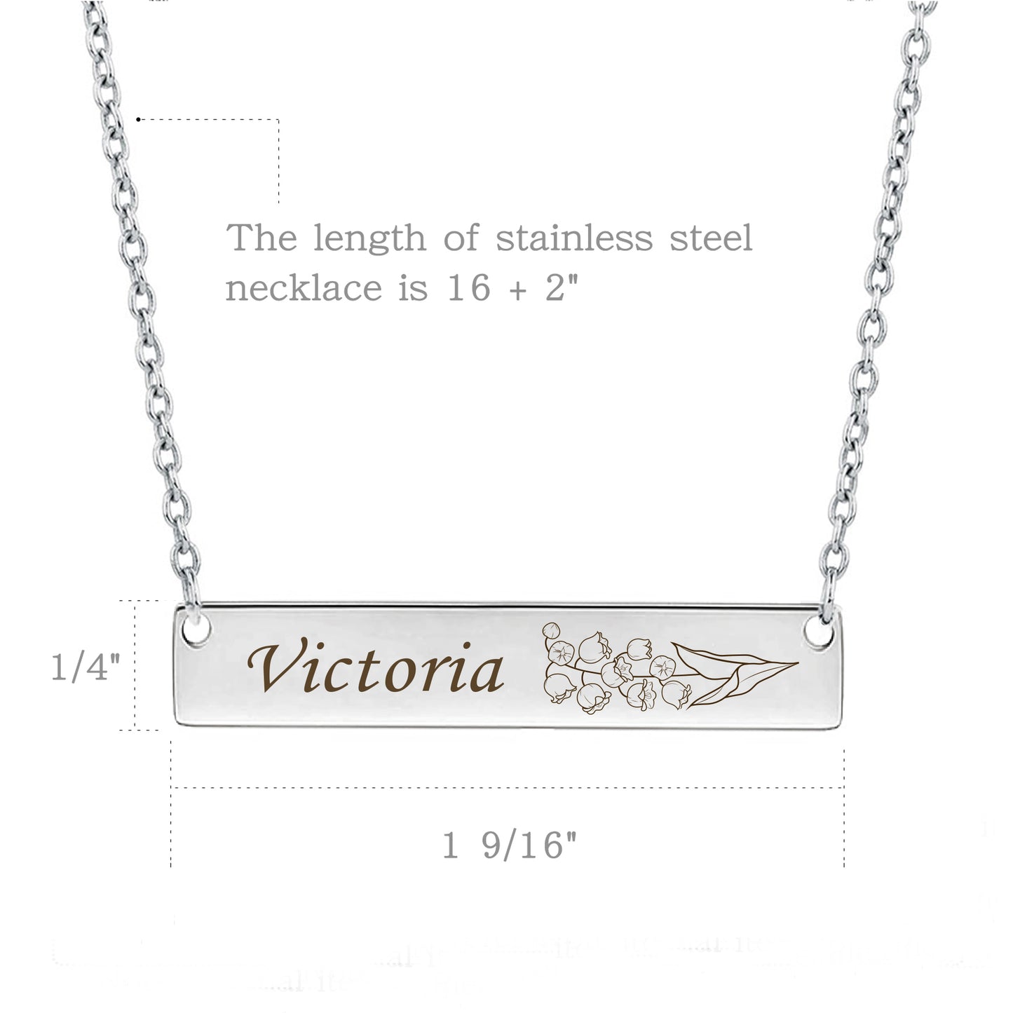 Custom Birth Flower Bar Necklace