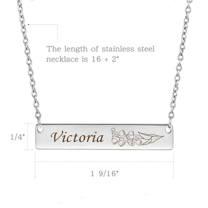 Custom Birth Flower Bar Necklace