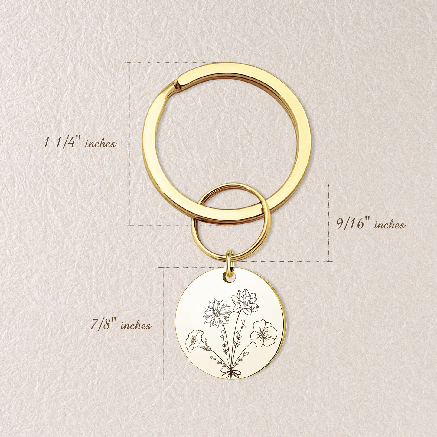 Custom Birth Flower Bouquet Key Chain