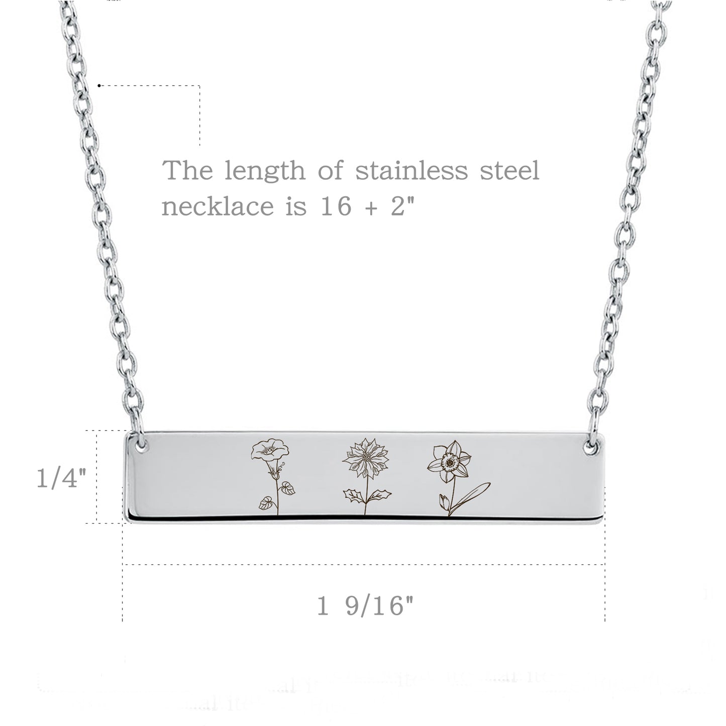 Birth Flower Bar Necklace