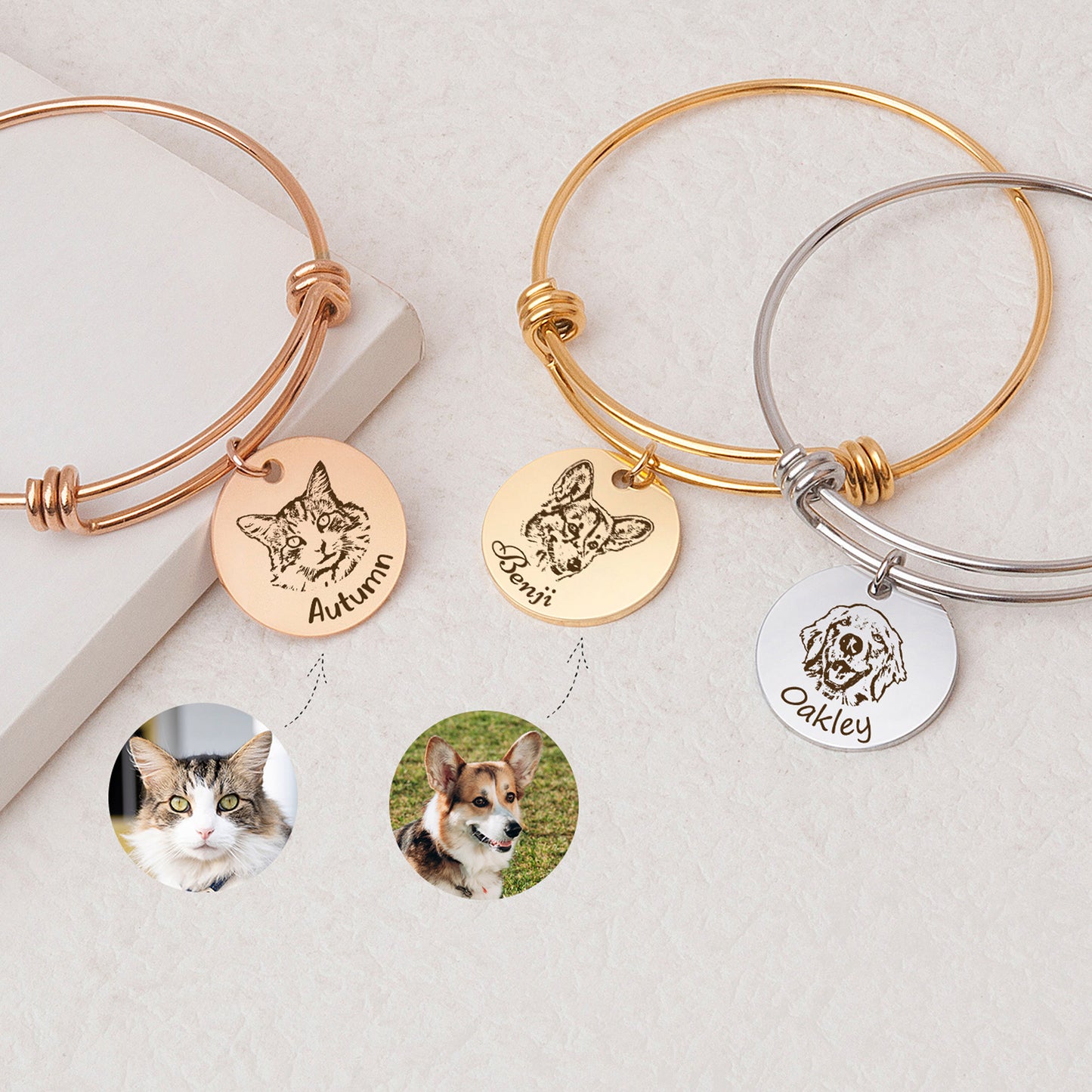 Pet Portrait Charm Adjustable Bracelet