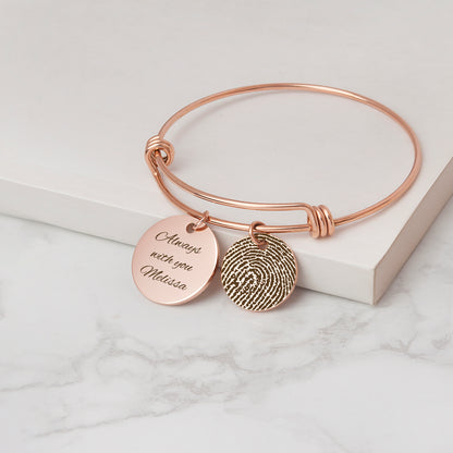 Actual Fingerprint Charm Adjustable Bracelet