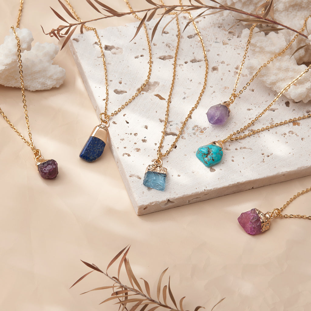 Irregular Shape Raw Birthstone Necklace