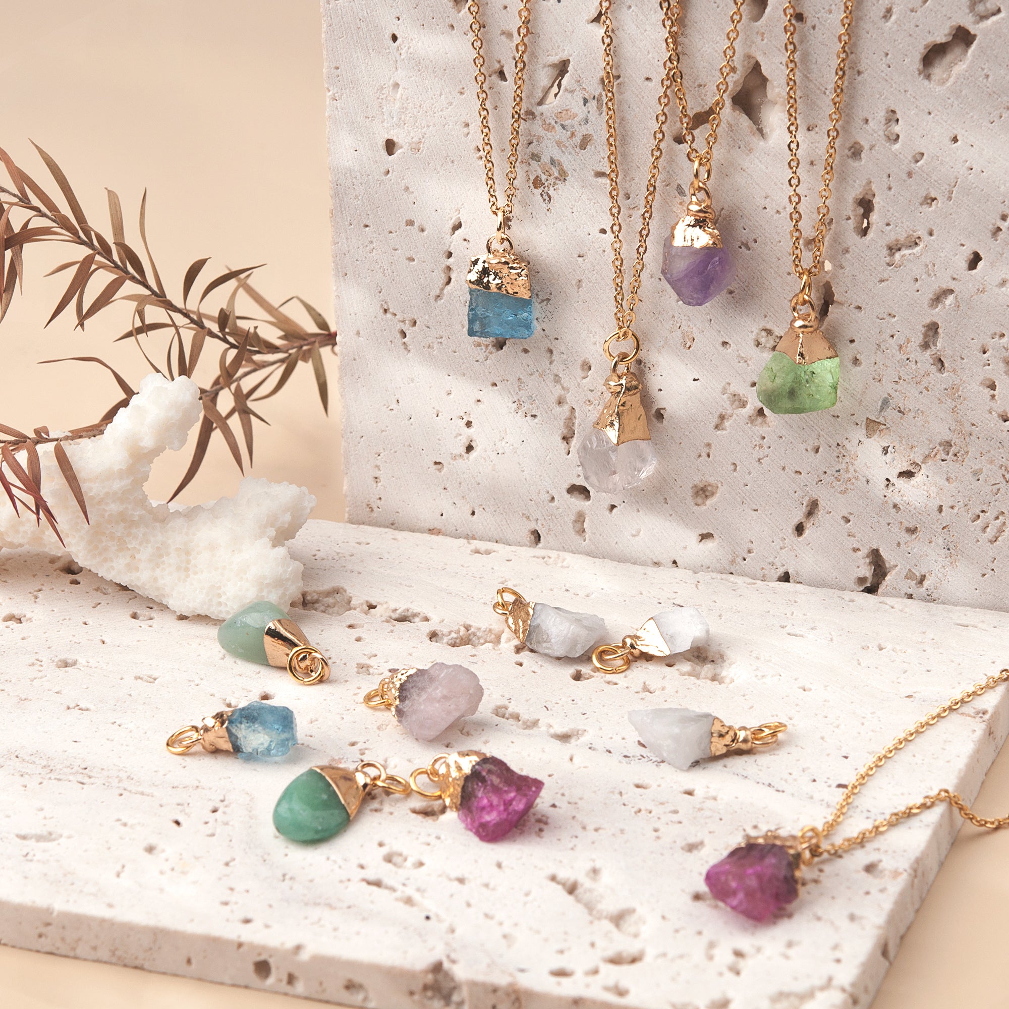 Irregular Shape Raw Birthstone Necklace