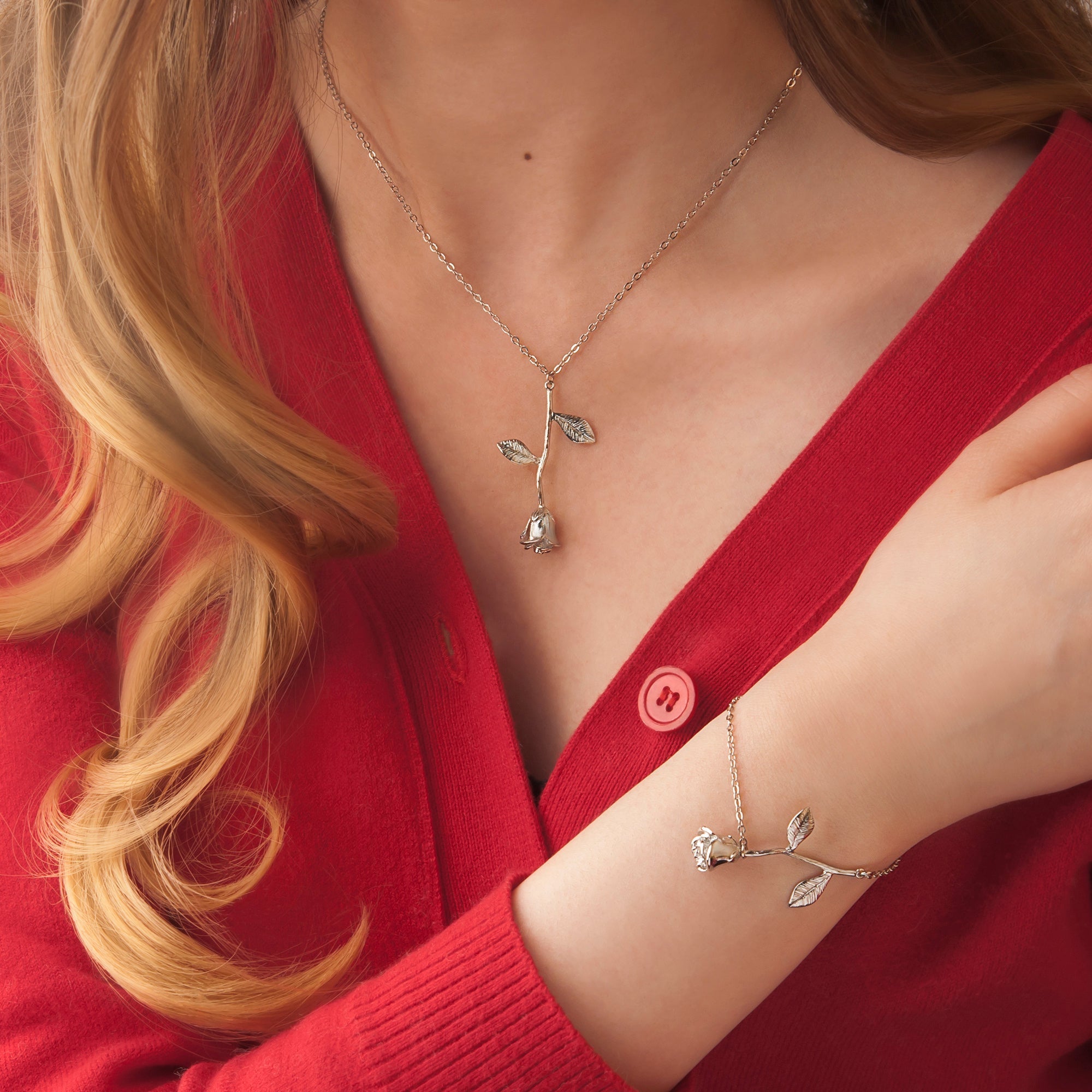 "I Love You Mom" Card and Rose Bracelet Gift Set