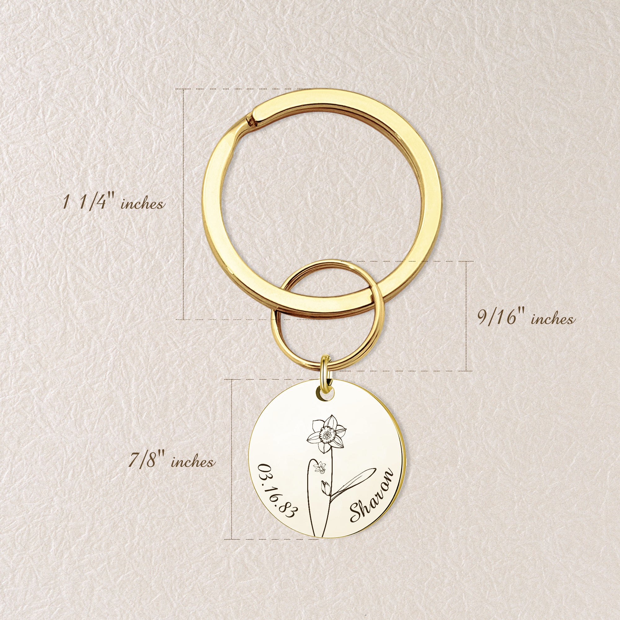 Custom Name and Birth Flower Key Chain, Engraved Birth Date, Flower Ke –  Anavia Jewelry & Gift