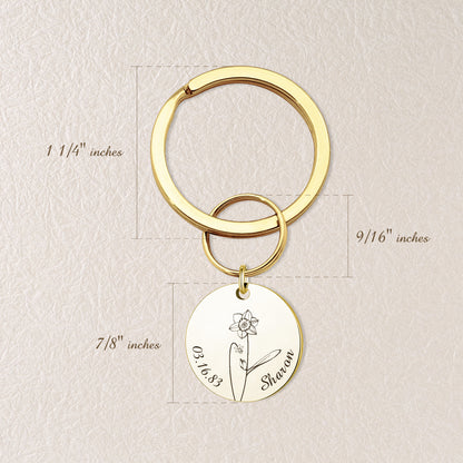 Birth Flower Key Chain