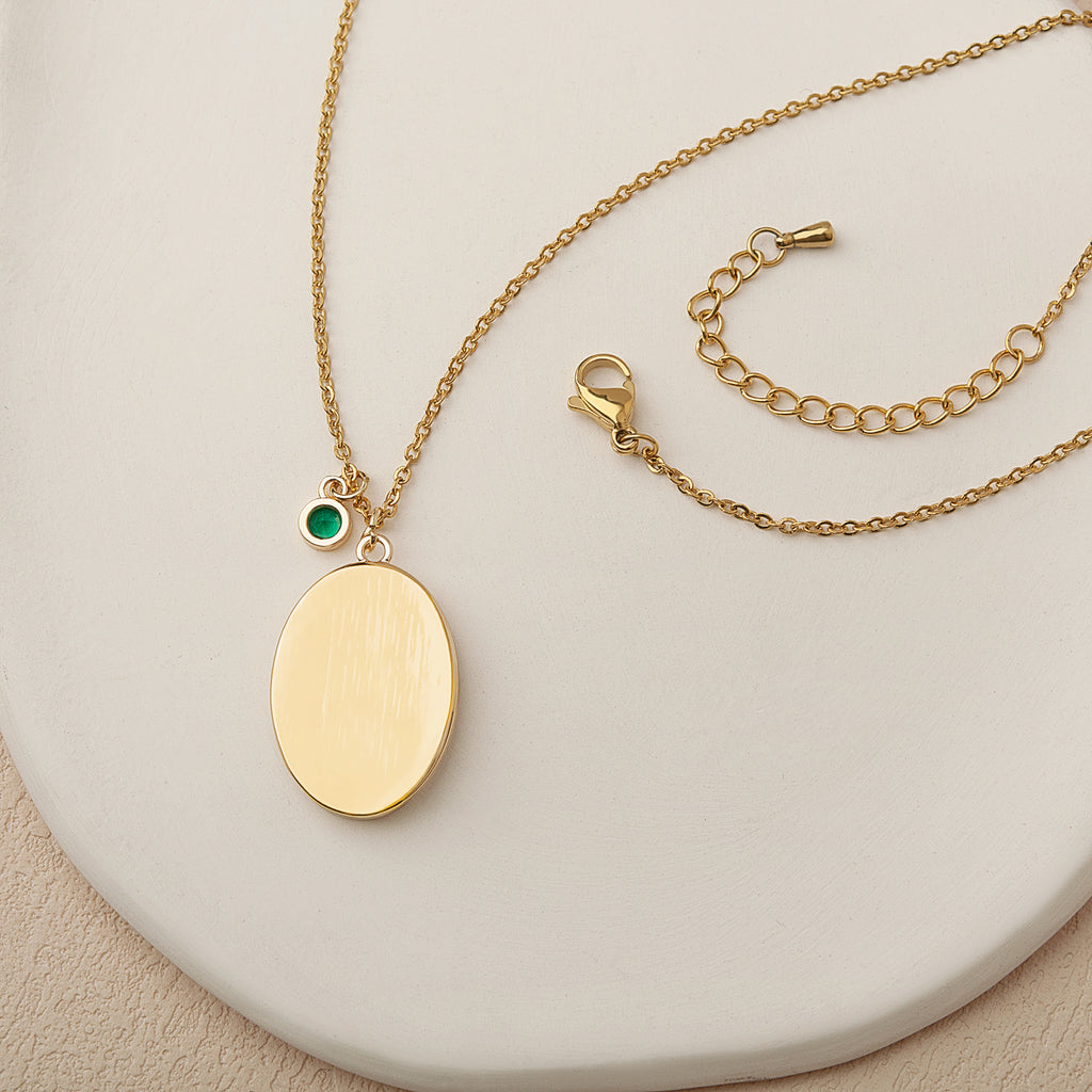 Mother of Pearl Birth Flower Necklace with Birthstone Charm