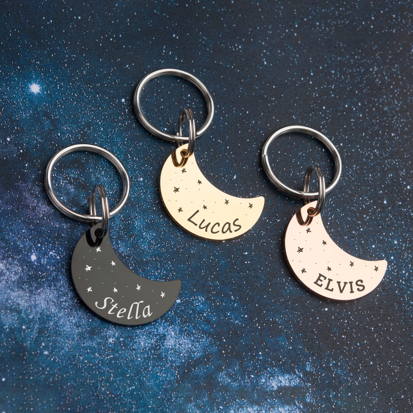 Starry Sky Moon Shaped Pet ID Dog Tag