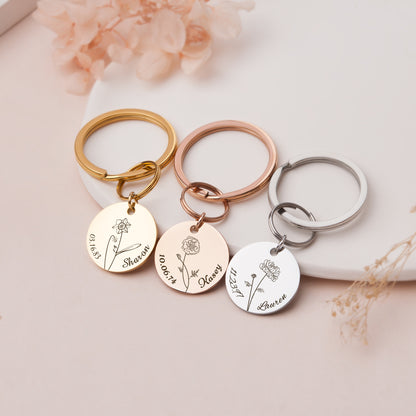 Birth Flower Key Chain