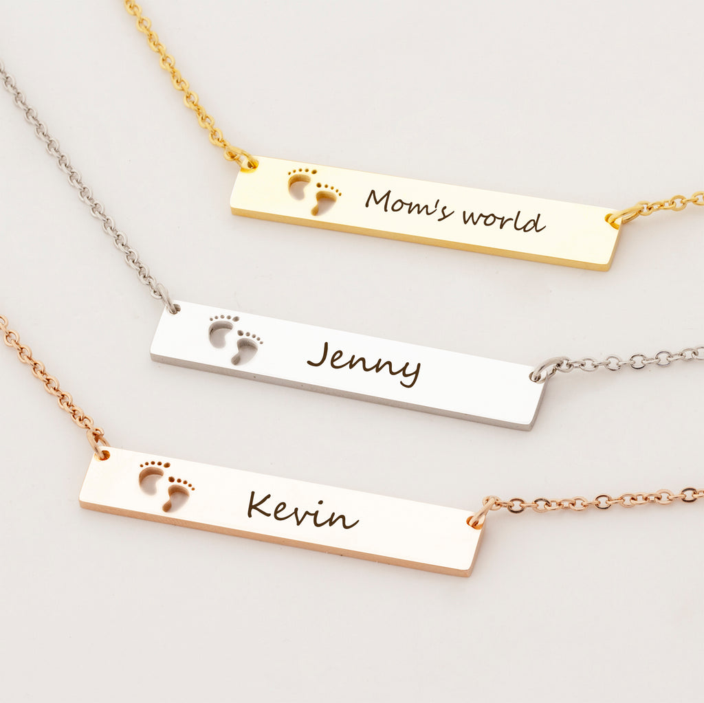 Custom Footprint Cut-Out Bar Necklace