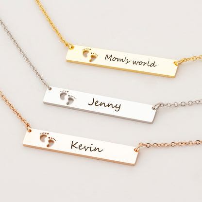 New Baby Necklace Gift for New Mom, Custom Baby Feet Name Necklace Baby Birth Gift