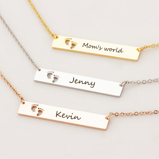 New Baby Necklace Gift for New Mom, Custom Baby Feet Name Necklace Baby Birth Gift